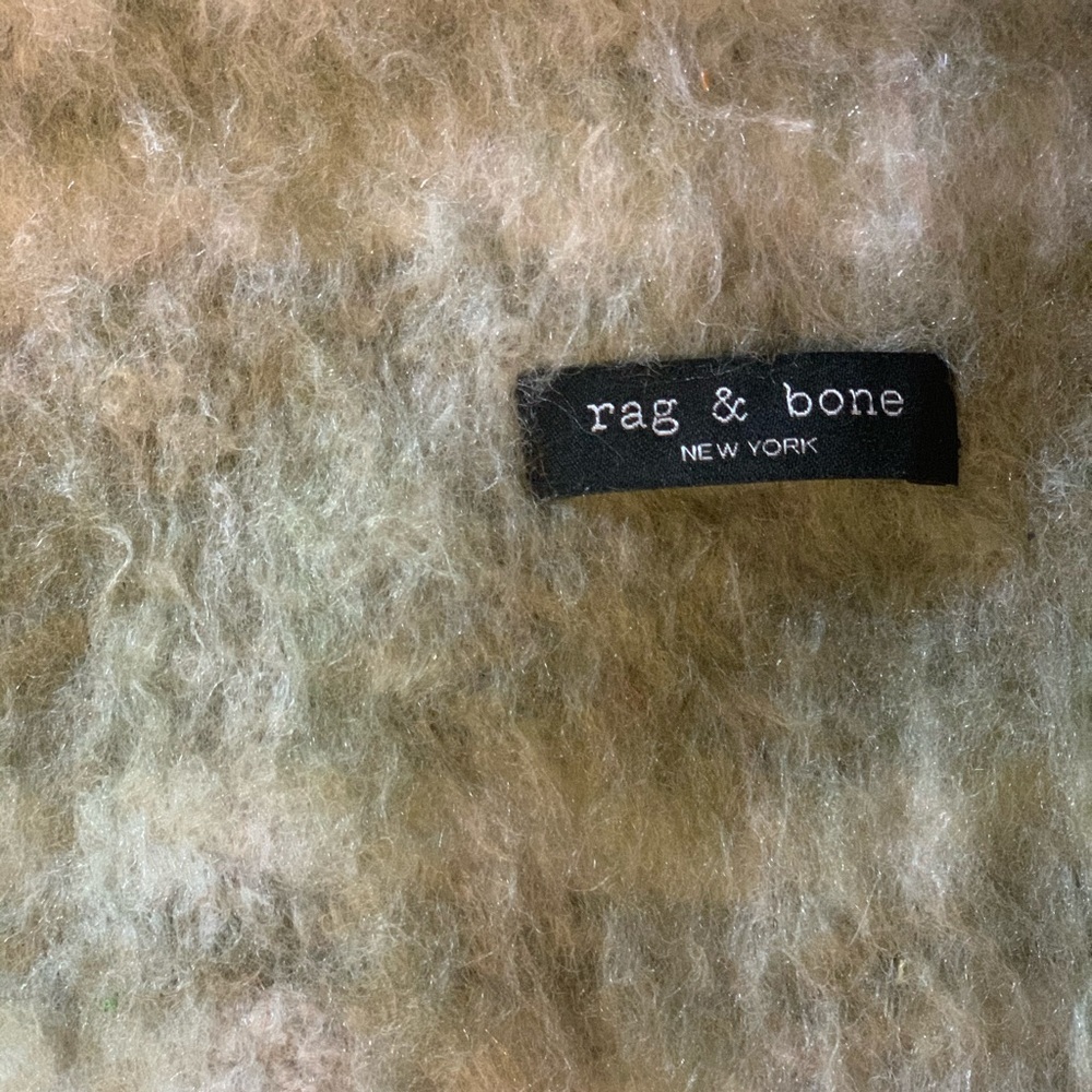 Rag & Bone Wool Blanket Scarf - White /Grey /Sage